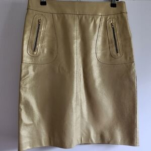 Scrupoli Vintage Italian Gold Leather Skirt Size 8
